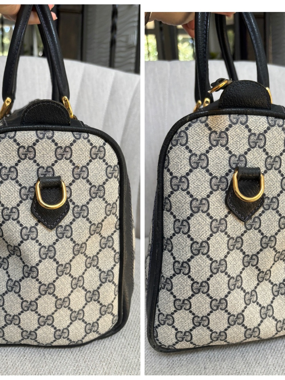 GUCCI GG Navy Monogram Boston Bag - Picture 8 of 15